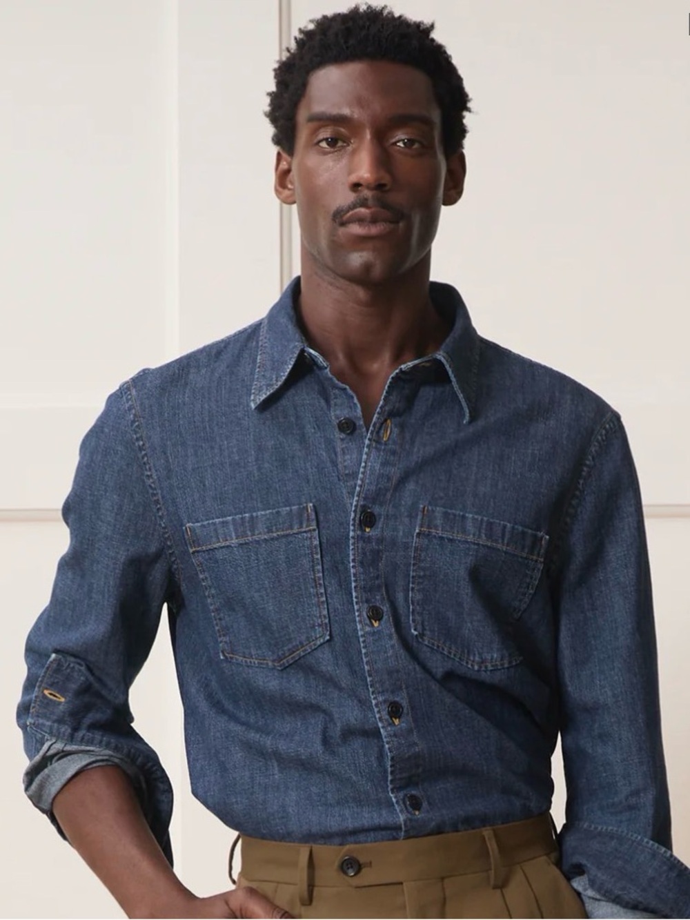 Todd Snyder Men's Light Blue Denim Button-Down Shirt